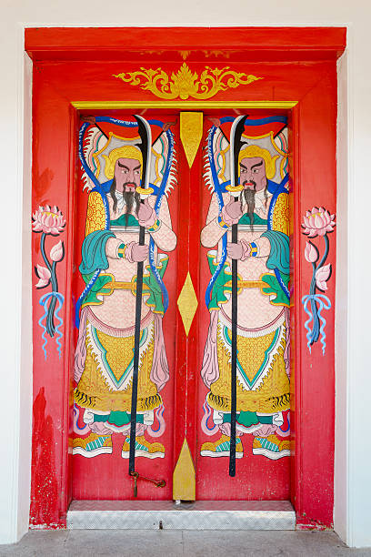 istock Traditional Chinese gods on the temple's gate 493764778