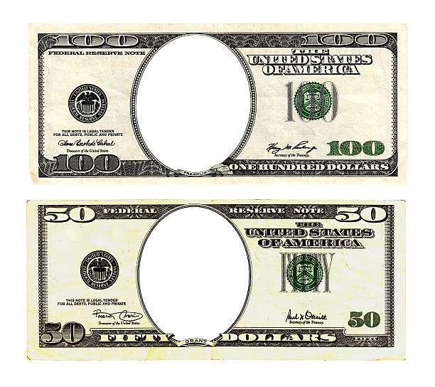 istock Hundred and fifty dollars bills on white background. 493766807