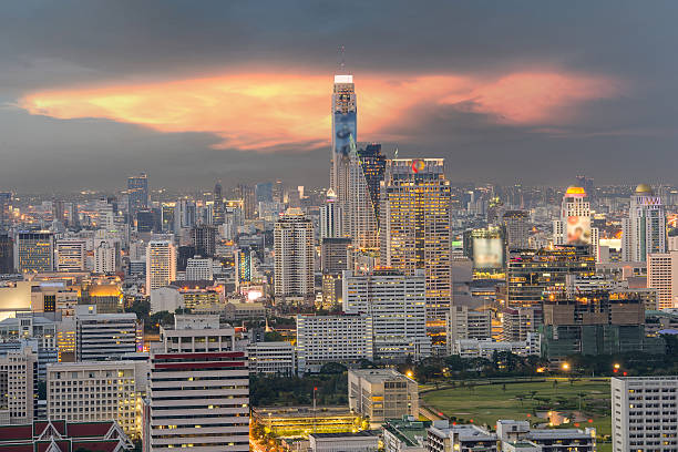 istock Baiyok tower in Bangkok at night with blue sky 493767473