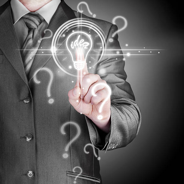 istock Business man touching light of idea 493768141