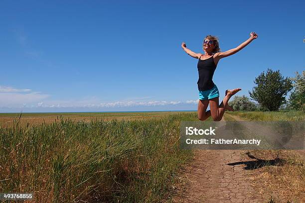 Jumping Girl Stock Photo - Download Image Now - Adult, Adults Only, Crimea