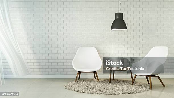 Loft Living In Redblackwhite Stock Photo - Download Image Now - 2015, Digitally Generated Image, Domestic Room