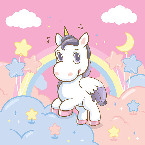 princess rainbow in the sky unicorn in the sky animal limb stock illustrations