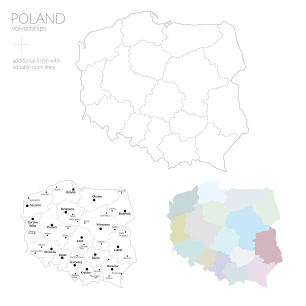 karte von polen - lesser poland stock-grafiken, -clipart, -cartoons und -symbole