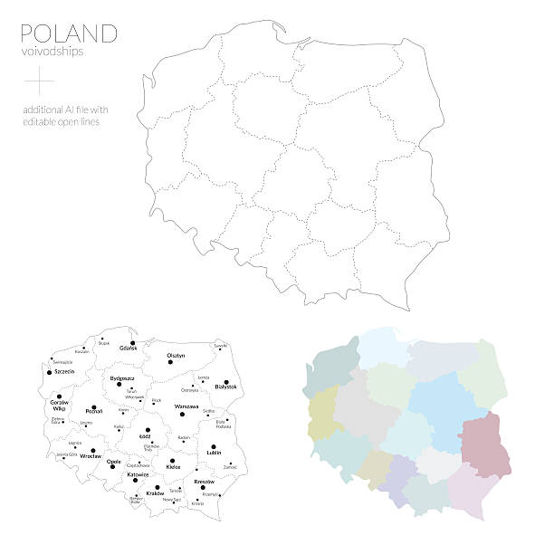 illustrazioni stock, clip art, cartoni animati e icone di tendenza di mappa di polonia - lesser poland