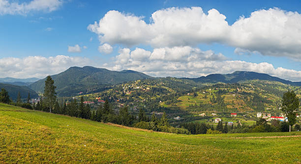 Mountain village summer view.