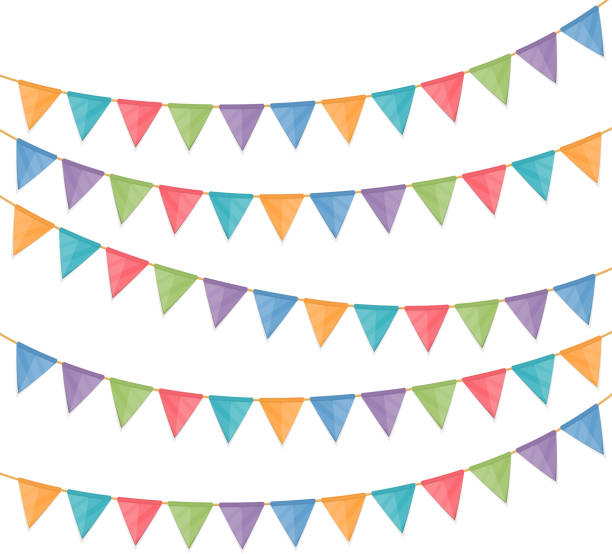 Bunting Flags Bunting flags on white background, vector eps10 illustration red pennant stock illustrations