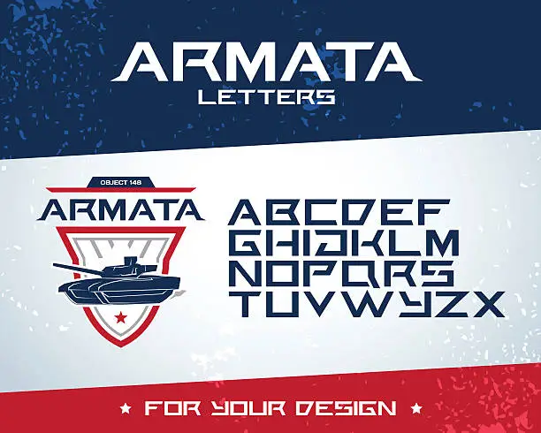 Vector illustration of 'Armata letters' modern font. Latin alphabet letters.