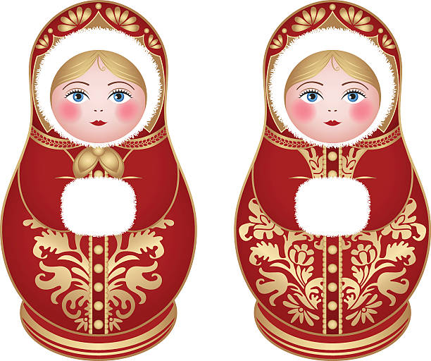 russische puppen - russia women babushka decoration stock-grafiken, -clipart, -cartoons und -symbole