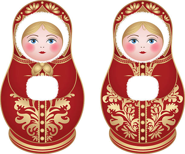 ilustrações de stock, clip art, desenhos animados e ícones de bonecas russas - russian nesting doll doll russia decoration