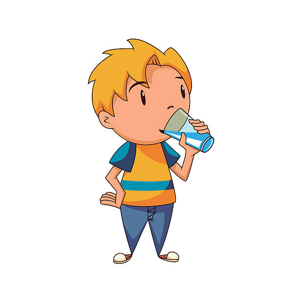 Kid Drinking Water Stock Illustration - Download Image Now - Child, Drinking  Water, Illustration - iStock