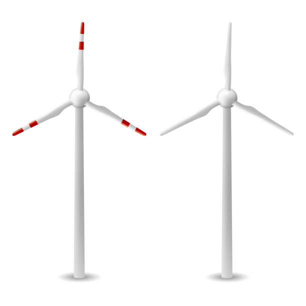 illustrazioni stock, clip art, cartoni animati e icone di tendenza di turbina a vento isolato vettoriale - energia eolica