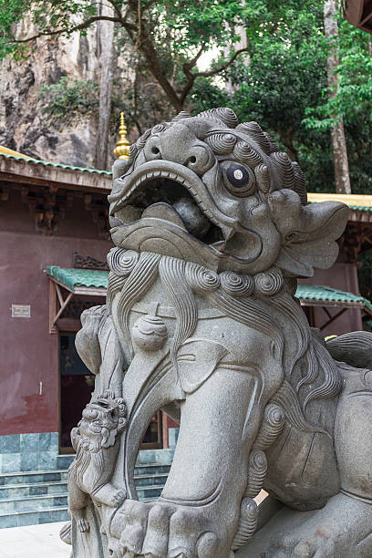 statue de lion chinois - stone statue animal imitation asia photos et images de collection
