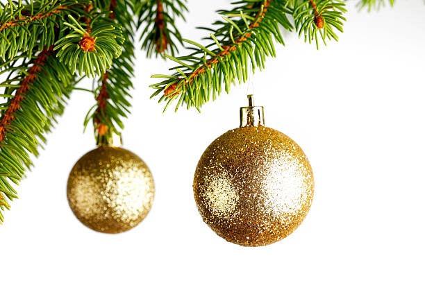 istock Decorative balls on fir branch 493793938