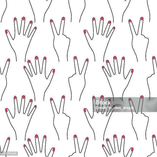 Red Hand Pattern Seamless Hand Pattern On White Background Stock Illustration - Download ...