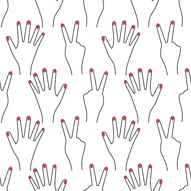 Vector illustration of Seamless hand pattern on white background.