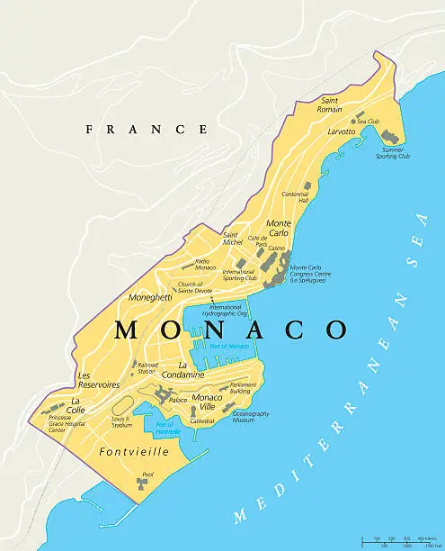 Vector illustration of Monaco Political Map