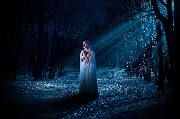 istock Elven girl in night forest 493794524