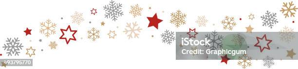 Ilustración de Frontera De Copos De Nieve Y La Luna Estrellas y más Vectores Libres de Derechos de Navidad - Navidad, Estrella, Forma de Estrella