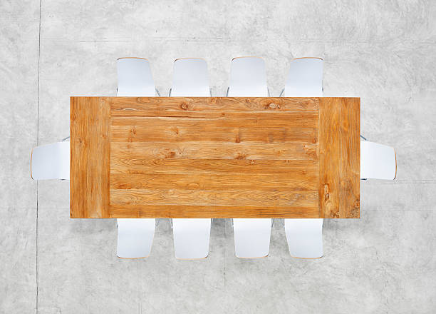istock Aerial View of Empty Board Room and Conference Table 493796269