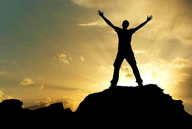 istock Silhouette of man and beautiful sky. 493796317