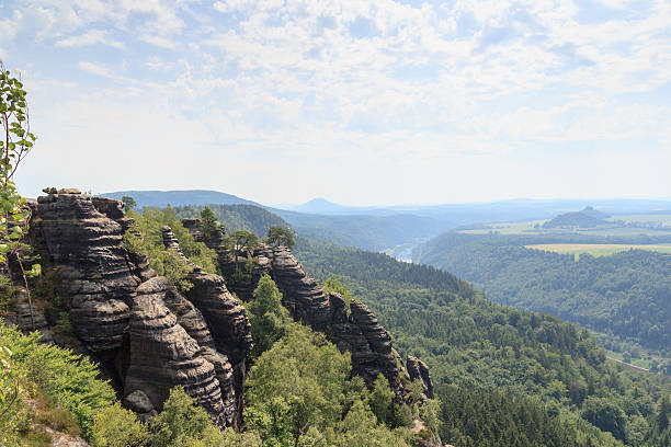 istock Panorama with river Elbe seen from Schrammstein in Saxon Switzerland 493797434