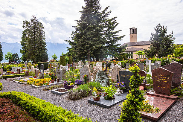 Montreux, Switzerland - May 9, 2014: Clarens Cemetery, Montreux, Switzerland
