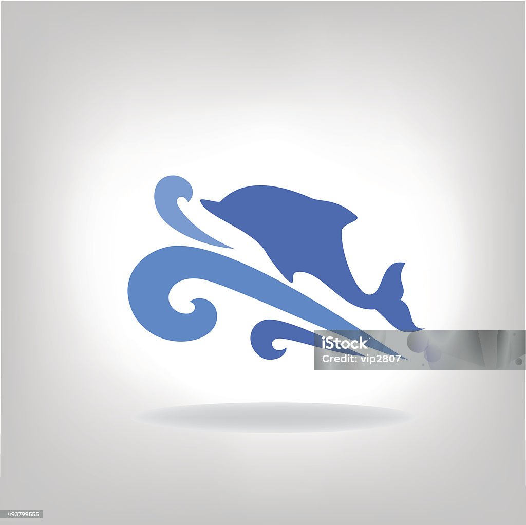 Escudo de un delfín en el mar - arte vectorial de Abstracto libre de derechos