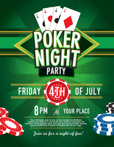Poker and cards game night  design Poker game night invitation design texas hold em illustrations stock illustrations