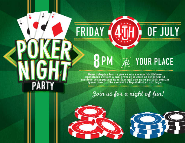 горизонтальный покер-участник и казино ночь игр приглашение шаблон дизайна - poker night stock illustrations