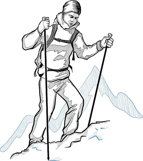 Vector illustration of Nordic walking