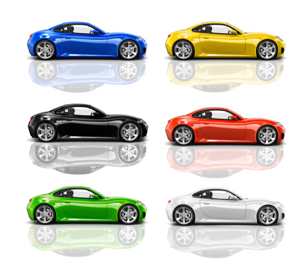 Collection of Multicoloured 3D Modern Cars.