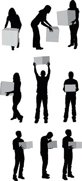 Vector illustration of People holding box