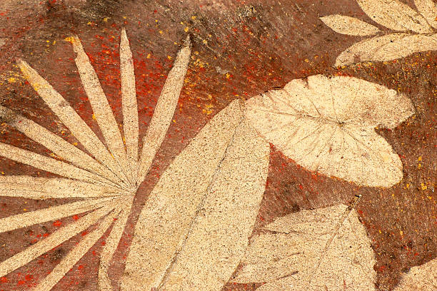 istock marks of leaf on the concrete pavement. 493802293