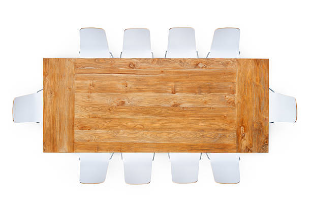 istock Wooden Table with Ten Chairs Around 493802853