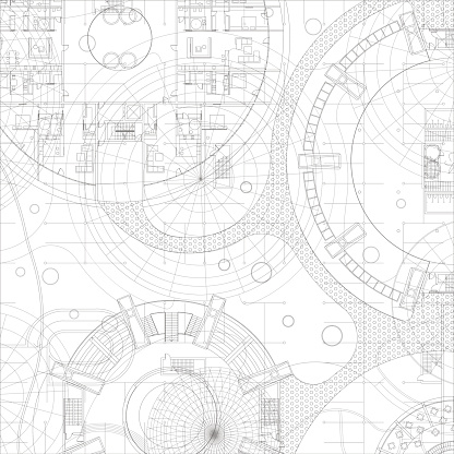 Architectural blueprint. Vector technical drawing on white background.