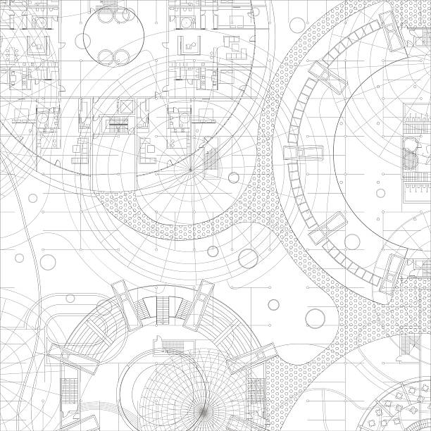 Architectural vector blueprint. Architectural blueprint. Vector technical drawing on white background. industry drawings stock illustrations
