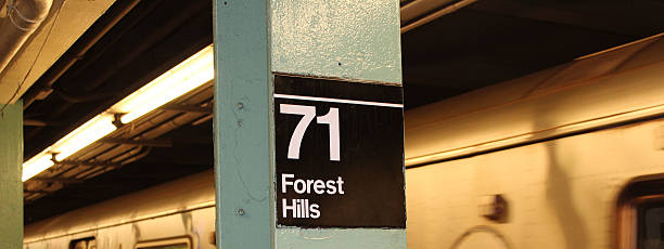 Subway Stop 71st Ave Forest Hills Queens stock photo