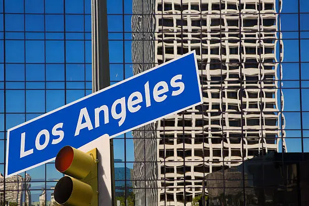 Photo of LA Los Angeles downtown wit road sign photo mount