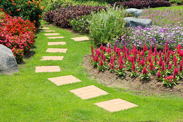 istock Walkway brick red color in the garden 493831369