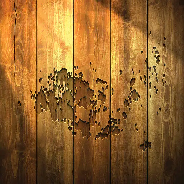 Vector illustration of Aland Map on lit Wooden Background