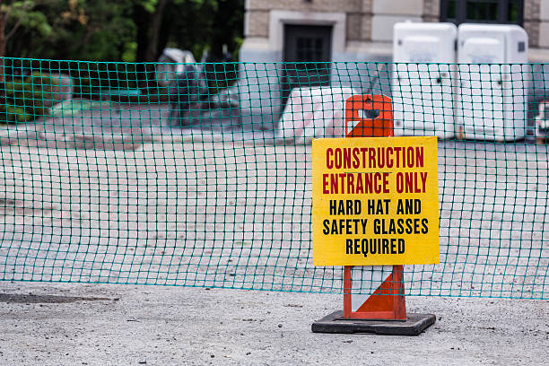 istock Construction Entrance Only Hazardous Area Warning Sign 493833403