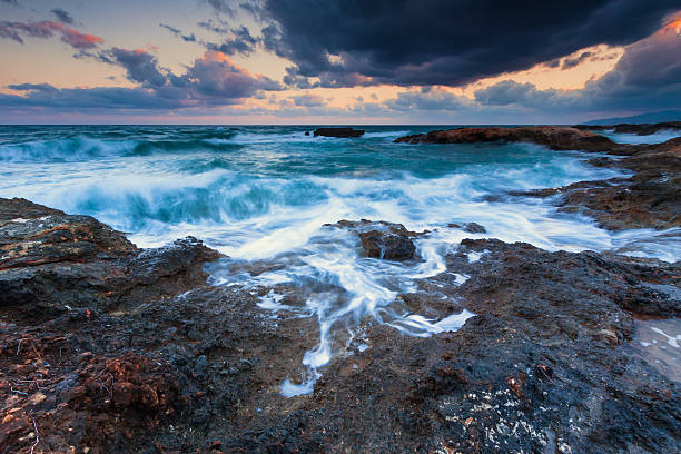 istock Beautiful seascape with sunset or sunrise and cloudy sky 493834072