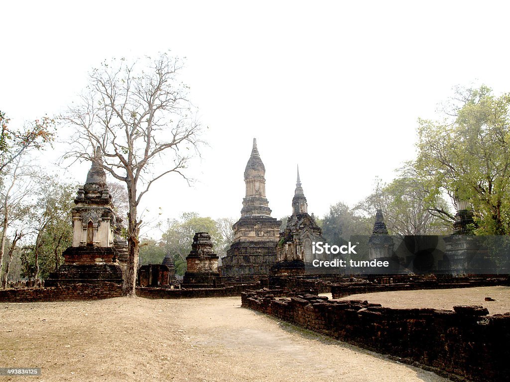 Temple Buddha Statue  in Sukhothai Historical Park,Thailand Architecture Stock Photo