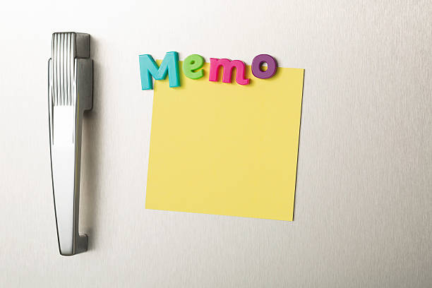 istock Refrigerator door with blank note and the word MEMO 493834285