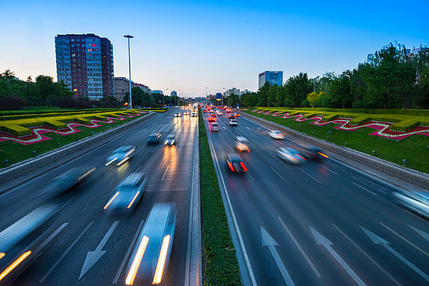istock Urban highway traffic at night 493834799