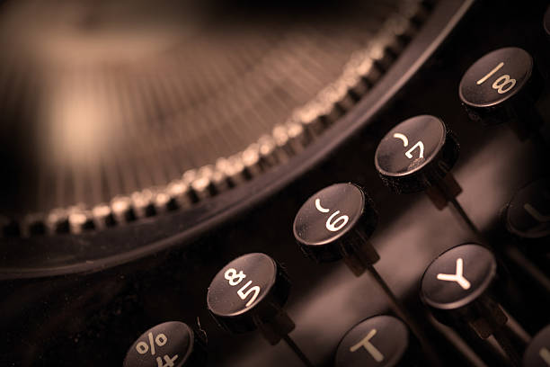 istock Close up photo of antique typewriter keys 493835497