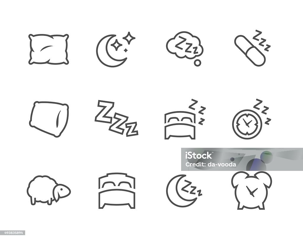 Lined Sleep Well Icons Simple Set of Sleep Related Vector Icons for Your Design. Sleeping stock vector