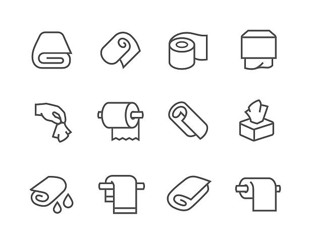 Lined Towels and Napkins Icons Simple Set of Towels and Napkins Related Vector Icons for Your Design. tissue box pattern stock illustrations