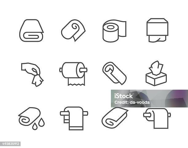 Lined Towels And Napkins Icons Stock Illustration - Download Image Now - Icon Symbol, Facial Tissue, Tissue - Anatomy